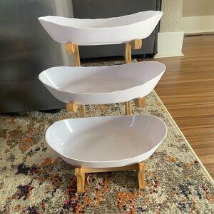 White 3-Tier Bamboo Fruit Storage Stand